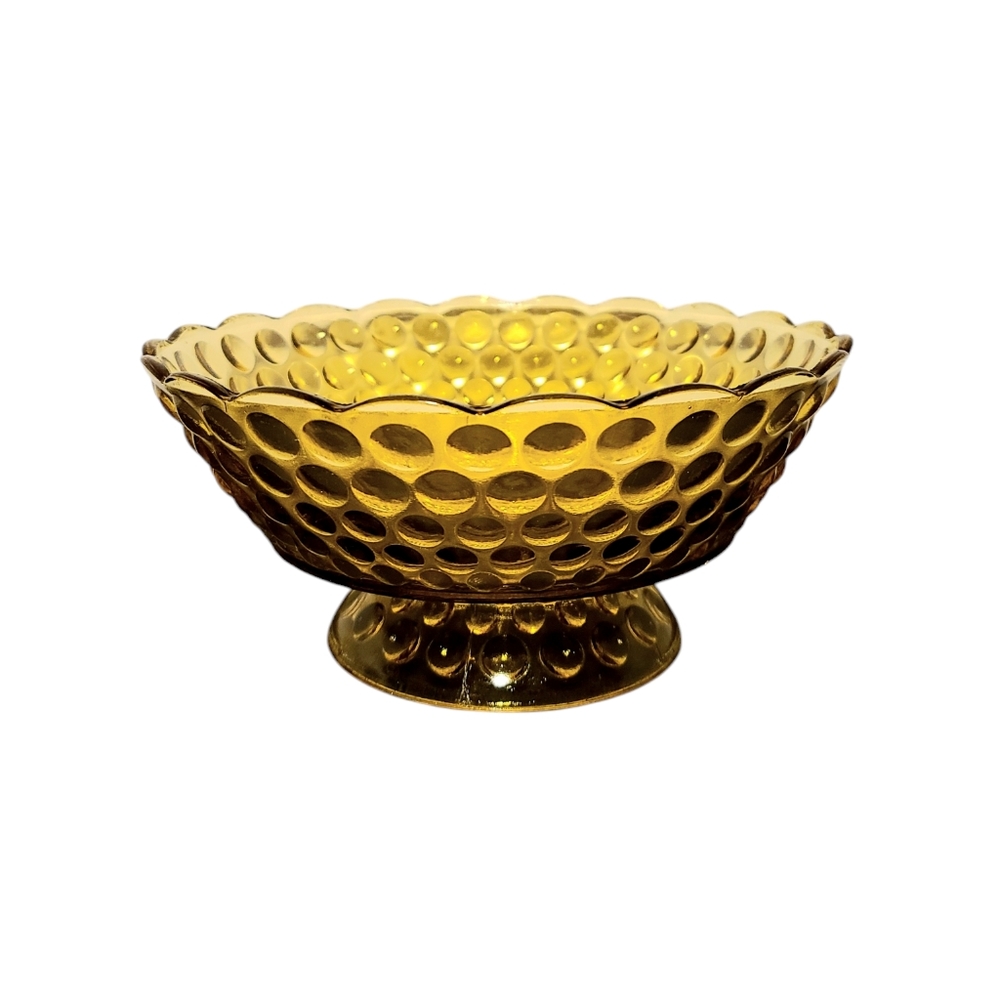 Vintage Amber Bubble Glass Bowl